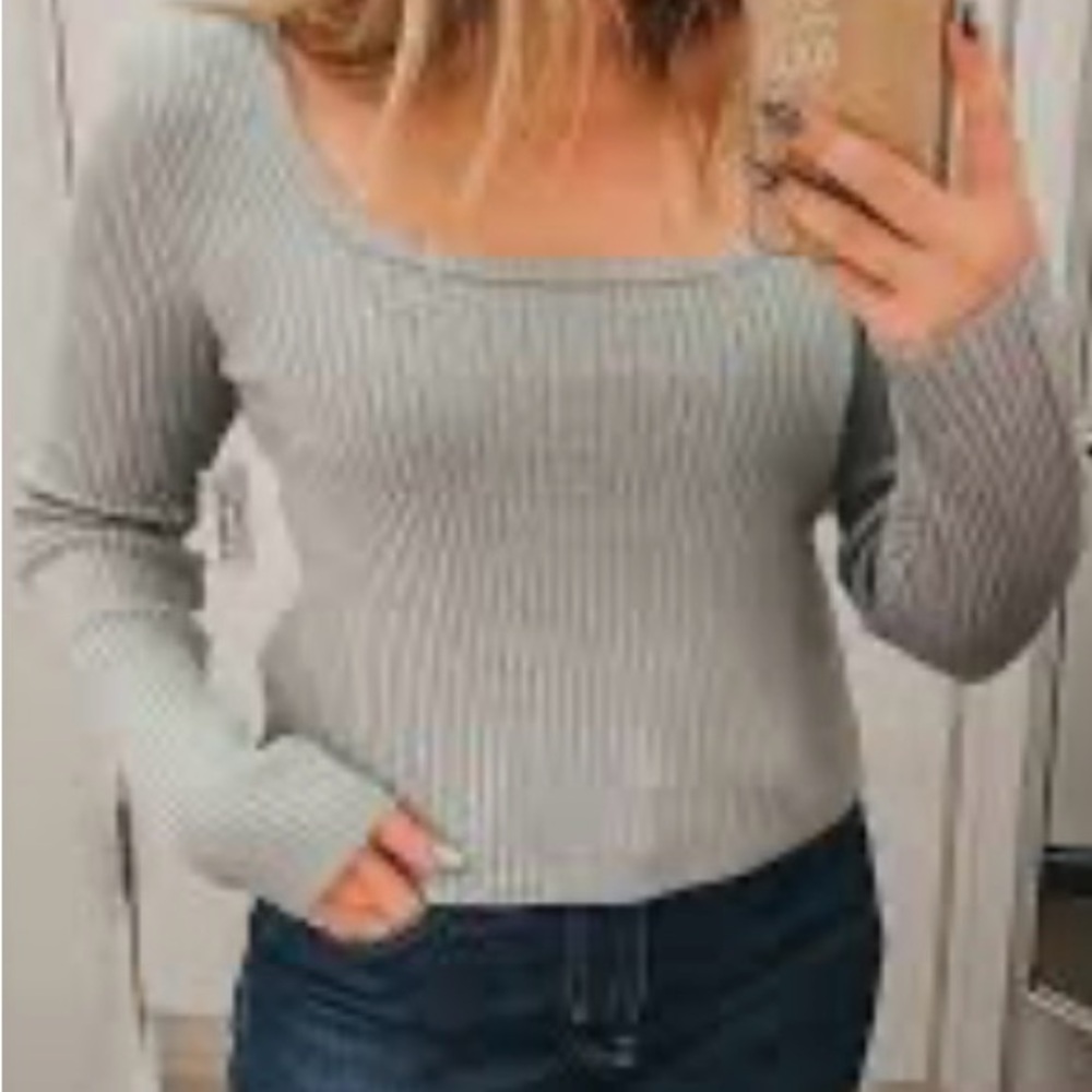 LOFT Gray Ribbed Sweater Nicely used, excellent condition - Picture 1 of 4